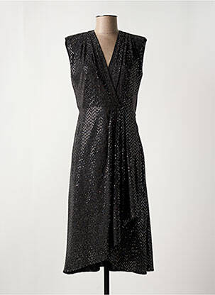 Robe mi-longue manches courtes manches courtes noir SUNCOO femme