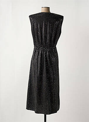 Robe mi-longue manches courtes manches courtes noir SUNCOO femme