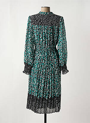 Robe mi-longue imprimé fantaisie manches longues vert SUNCOO femme