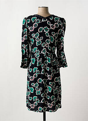 Robe mi-longue imprimé fantaisie manches longues noir IKKS femme