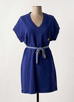 Robe mi-longue manches courtes manches courtes bleu ONE STEP femme