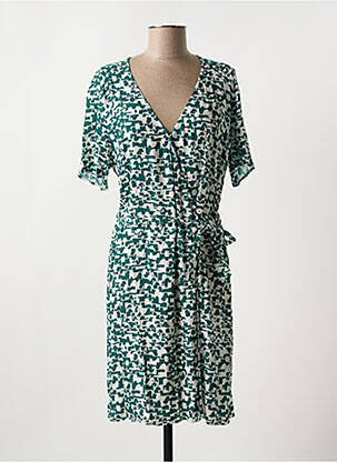 Robe mi-longue imprimé fantaisie manches courtes vert ONE STEP femme