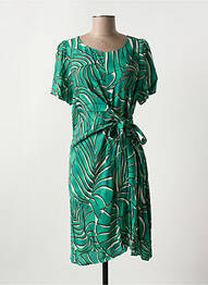 Robe mi-longue imprimé fantaisie manches courtes vert ONE STEP femme