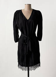 Robe mi-longue manches longues manches longues noir IKKS femme