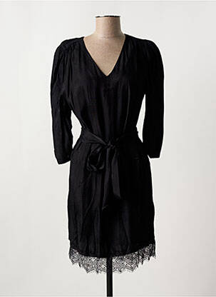 Robe mi-longue manches longues manches longues noir IKKS femme