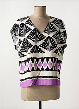 Blouse tissage popeline manches courtes noir LA FEE MARABOUTEE femme