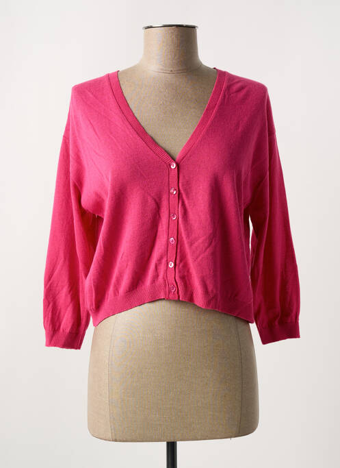 Gilet manches longues rose LA FEE MARABOUTEE pour femme