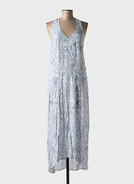 Robe longue imprimé fantaisie sans manche bleu IKKS femme