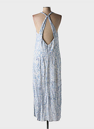 Robe longue tissage popeline sans manche bleu IKKS femme