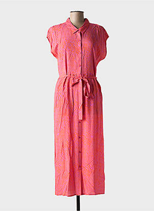 Robe longue imprimé fantaisie manches courtes rose DIPLODOCUS femme