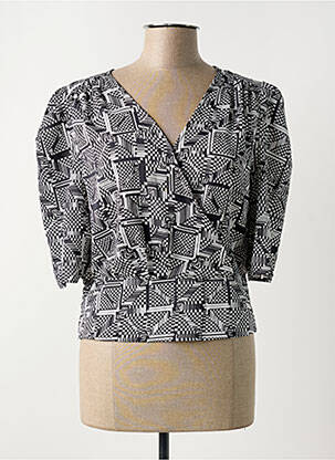 Blouse imprimé fantaisie manches courtes noir IKKS femme