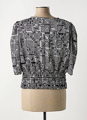 Blouse imprimé fantaisie manches courtes noir IKKS femme