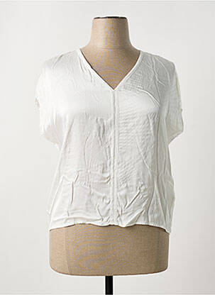 Blouse col v manches courtes blanc LA FEE MARABOUTEE femme