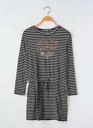 Robe mi-longue col rond manches longues noir UNITED COLORS OF BENETTON fille