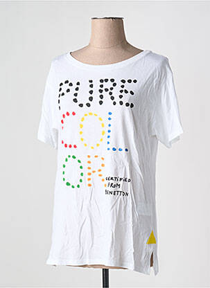 T-shirt sérigraphie floquée manches courtes blanc UNITED COLORS OF BENETTON femme