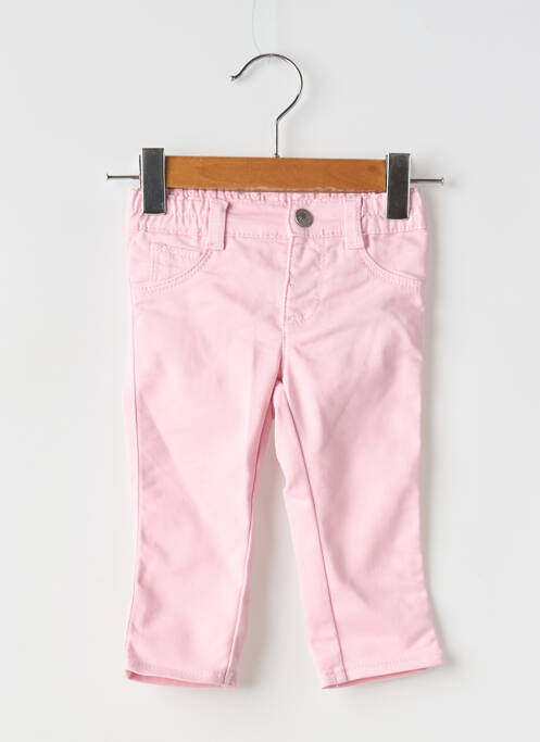 Pantalon slim tissage popeline taille élastique rose UNITED COLORS OF BENETTON fille
