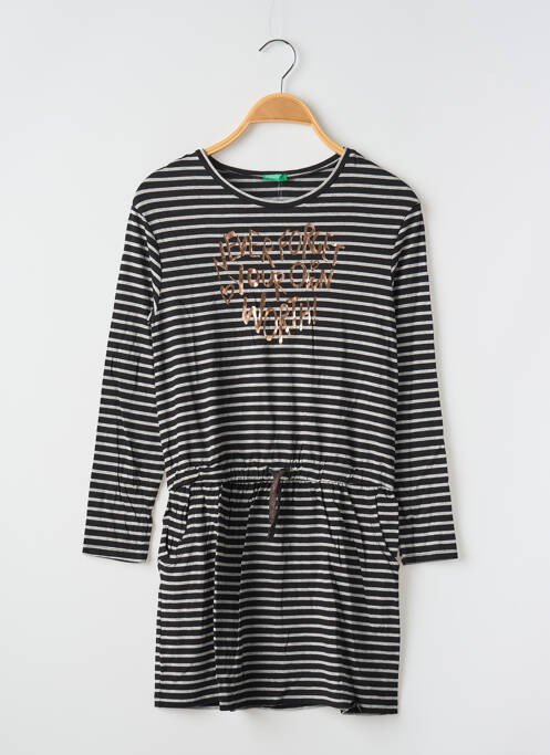 Robe mi-longue col rond manches longues noir UNITED COLORS OF BENETTON fille