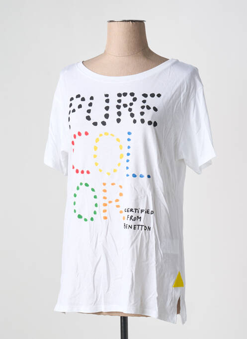 T-shirt sérigraphie floquée manches courtes blanc UNITED COLORS OF BENETTON femme