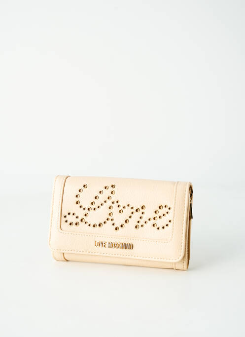 Portefeuille coutures renforcées beige LOVE MOSCHINO femme