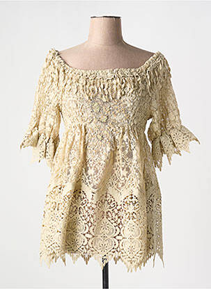 Tunique manches courtes col rond beige BEATNIK PHILOSOPHY femme