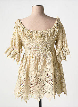 Tunique manches courtes col rond beige BEATNIK PHILOSOPHY femme