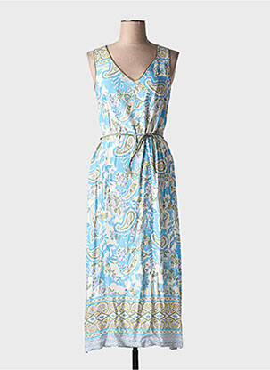 Robe longue imprimé fleurs sans manche bleu MASSANA femme