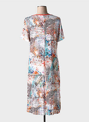 Robe mi-longue imprimé fantaisie manches courtes orange MASSANA femme