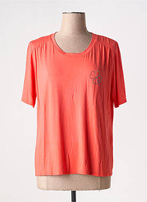 T-shirt sérigraphie avec strass manches courtes orange GRIFFON femme