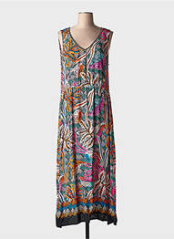 Robe longue imprimé fantaisie sans manche noir MASSANA femme
