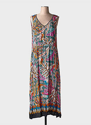 Robe longue imprimé fantaisie sans manche noir MASSANA femme