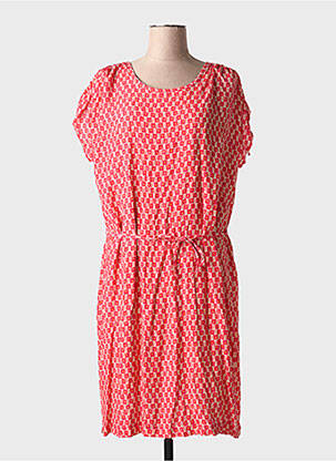 Robe mi-longue imprimé fleurs manches courtes rouge GRIFFON femme