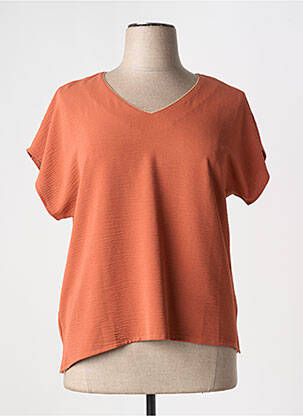 Top coupe fluide manches courtes orange GRIFFON femme