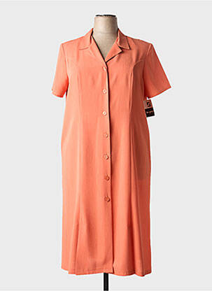 Robe mi-longue tissage crêpe manches courtes orange SAN FRANCISCO femme