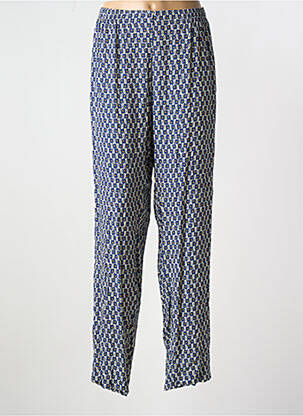 Pantalon droit tissage crêpe taille normale bleu GRIFFON femme