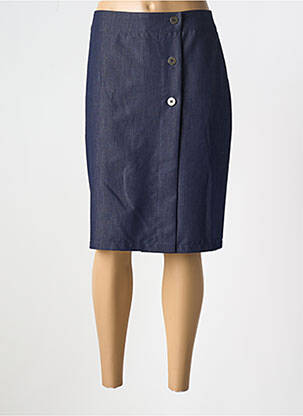 Jupe mi-longue taille à pinces bleu GRIFFON femme