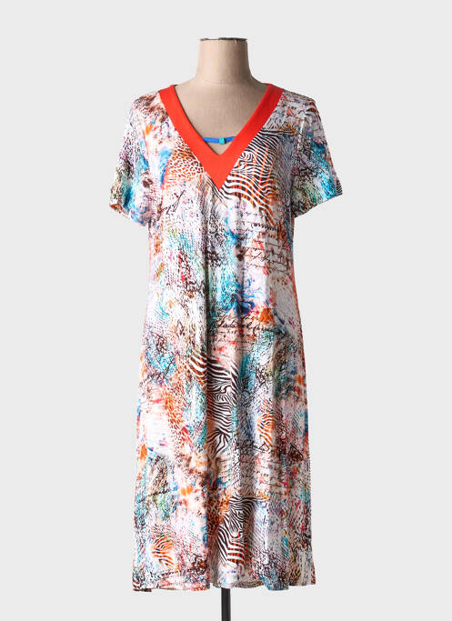 Robe mi-longue orange MASSANA pour femme