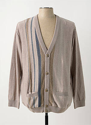 Gilet manches longues col v beige LOUIS VICTOR homme