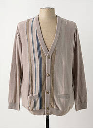 Gilet manches longues col v beige LOUIS VICTOR homme