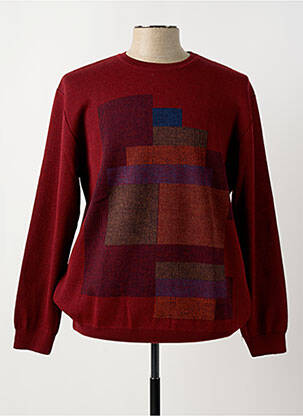 Pull tissage jacquard manches longues rouge LOUIS VICTOR homme