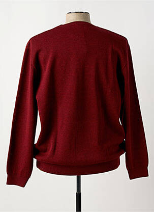 Pull tissage jacquard manches longues rouge LOUIS VICTOR homme