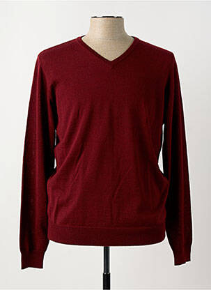 Pull col v manches longues rouge DELAHAYE homme