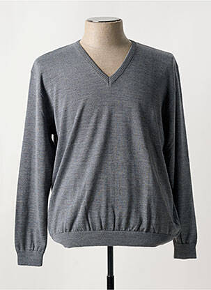 Pull col v manches longues gris LOUIS VICTOR homme