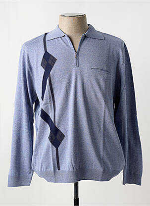 Pull col polo manches longues bleu LOUIS VICTOR homme
