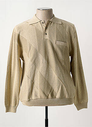 Pull col polo manches longues beige LOUIS VICTOR homme