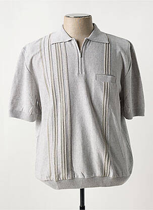 Pull col polo manches courtes gris LOUIS VICTOR homme
