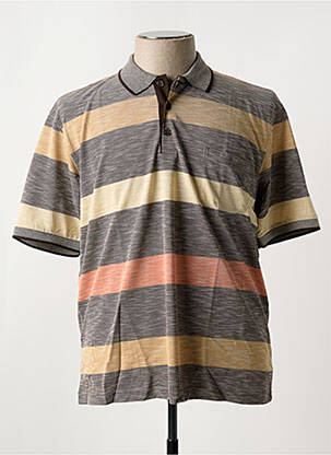 Polo imprimé rayures manches courtes marron LOUIS VICTOR homme