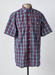 Chemise manches courtes imprimé carreaux bleu GIVERDY homme