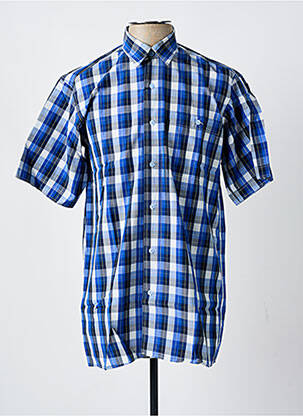 Chemise manches courtes imprimé carreaux bleu GIVERDY homme