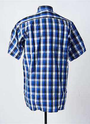 Chemise manches courtes imprimé carreaux bleu GIVERDY homme