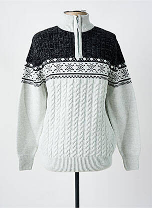 Pull maille tricot manches longues gris LOUIS VICTOR homme